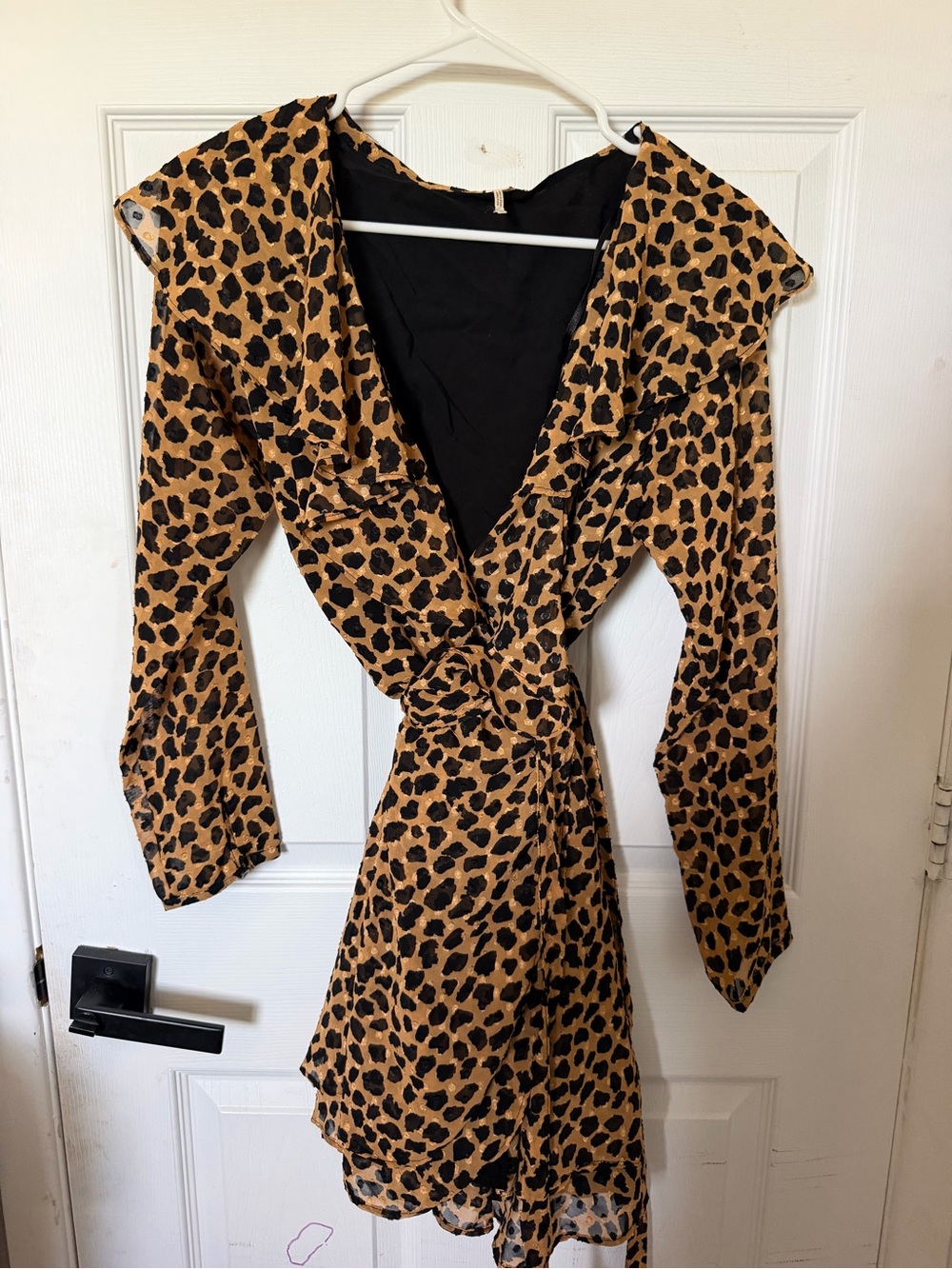 Free People Leopard Print Wrap Dress in Tan and Black